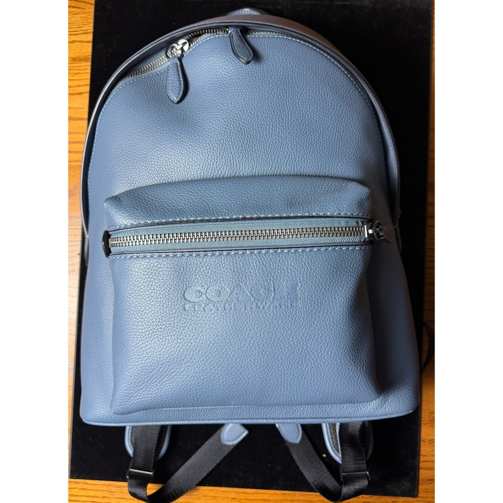 Coach Charter Backpack Blue Pebbled Leather Men's Bag C2286